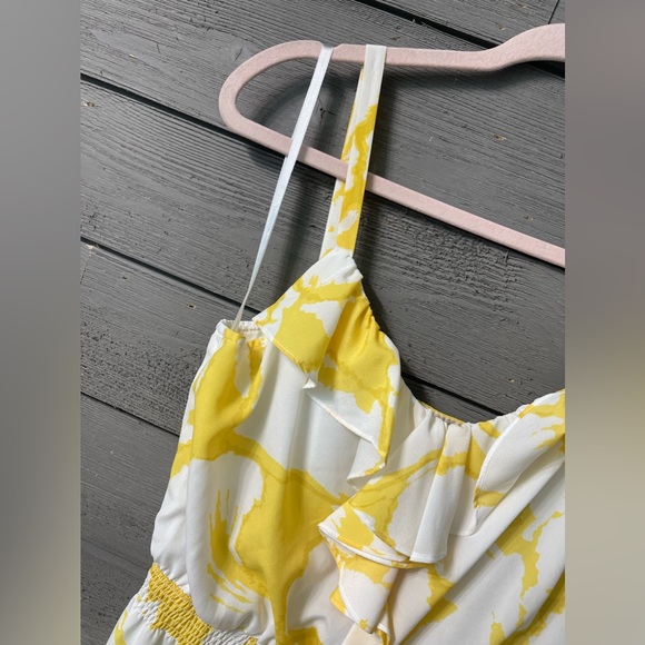 Ann Taylor LOFT Yellow White Floral Ruffle Top Maxi Dress Sz 8 - Picture 5 of 16